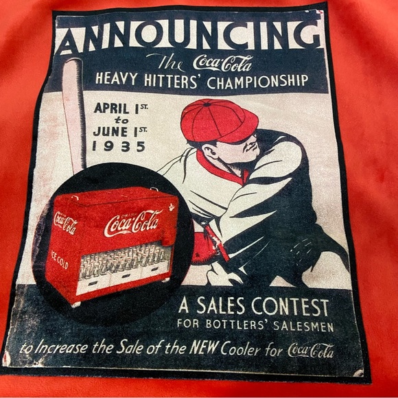Vintage COCA COLA Velour Zip Up Jacket Sweatshirt Sz Small fits Medium to Large - Picture 2 of 11